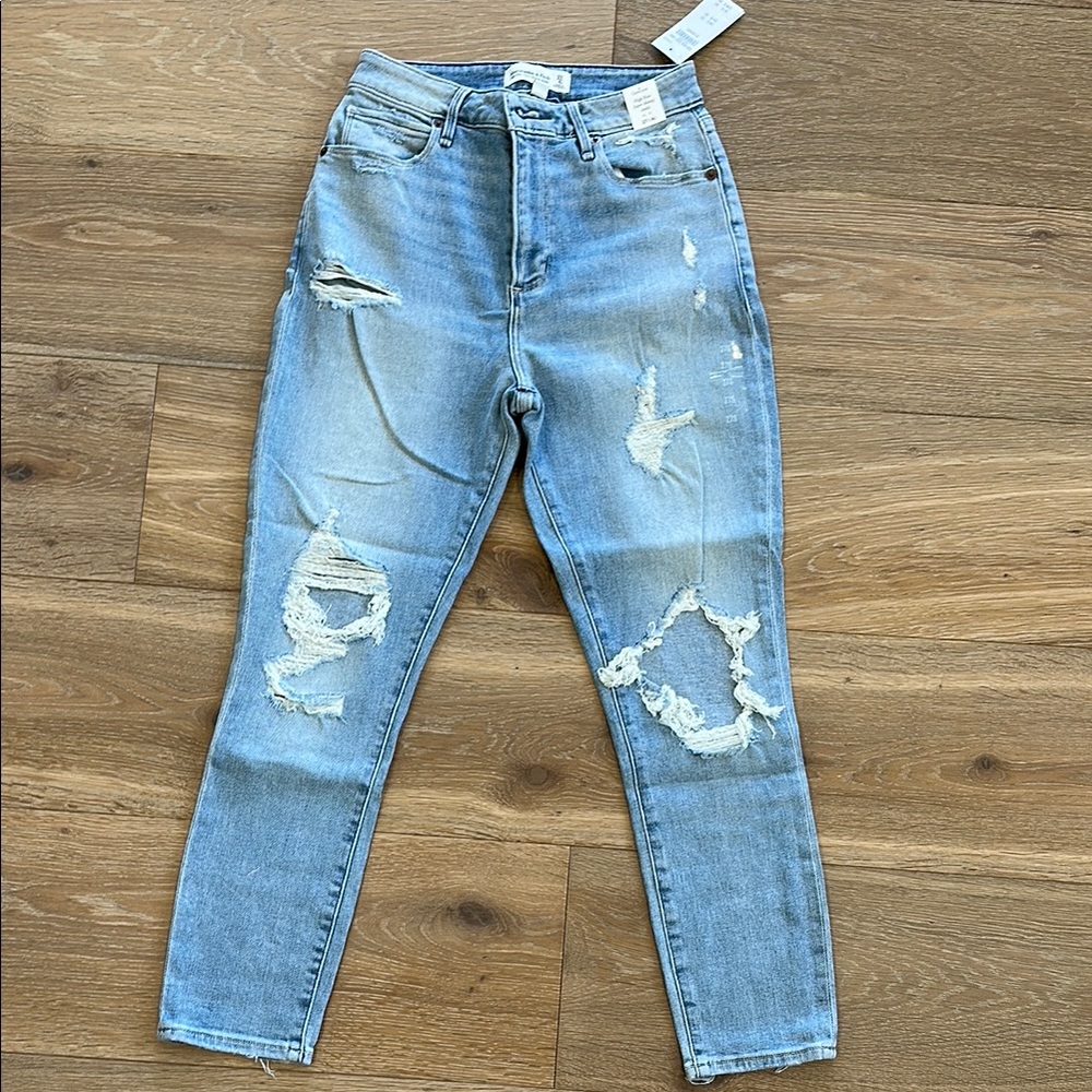 Abercrombie & Fitch Light Blue Distressed Skinny Jeans